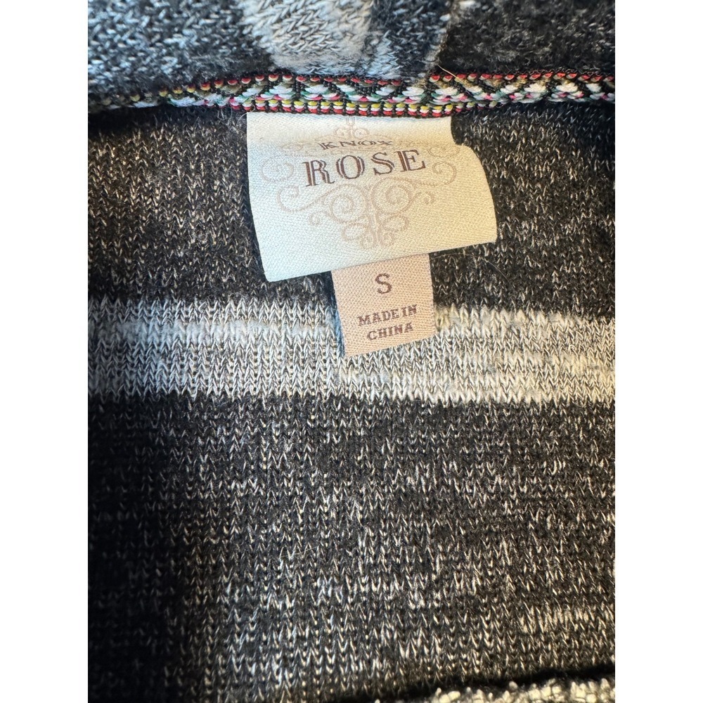 Knox Rose Gray Striped Open Front Cardigan Lace Up Sleeve Small - Picture 4 of 16